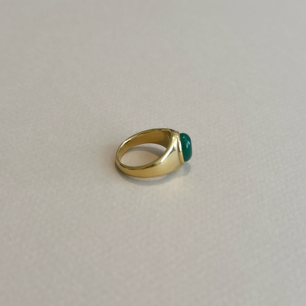 Anthropologie Gold Ring with Green Cabochon - Picture 4 of 5